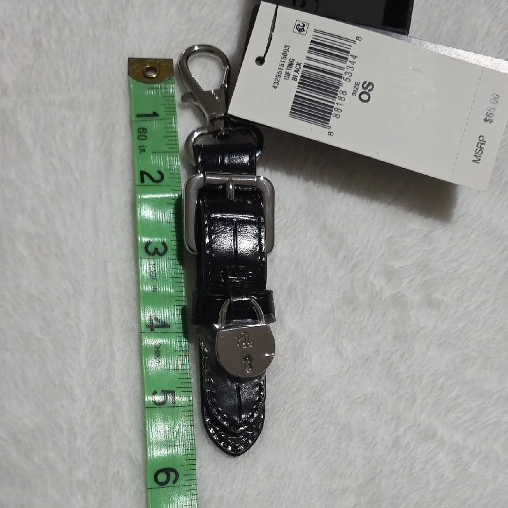 Ralph Lauren Black Leather‎ Key Holder with Silver Accents